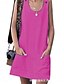 voordelige Jurken-Dames Mini-jurk Zomerjurk Slipdress Casual Dagelijks Ruim Passend Effen Kleur Mouwloos U-hals Fuchsia Donkerblauw Zomer