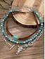 abordables Collier pour femme-Ensemble de colliers de perles turquoise superposées pour femmes - Bijoux bohèmes avec breloques cactus et gouttes, idéal pour les festivals, les concerts country et les tenues décontractées