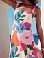 voordelige Afdrukken Bloemen Jurken-Dames Halflange jurk Bloemetjesjurk Boho-jurk Jurk met print Klassiek Modern Buiten Vakantie Dagelijks Normale pasvorm Bloem Mouwloos Spaghettibandjes Blozend Roze Rood Marine Blauw blauw Zomer