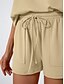 billige Kortsett for kvinner-Dame 2-delt mote streetwear daglig shorts sett kort erme rund hals ensfarget snøring casual daglig svart fuchsia khaki sommer vanlig passform