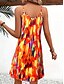 preiswerte Kunst &amp; Design Kleid-Damen Minikleid A Linie Kleid Sommerkleid Unterkleid Urlaub Lässig Normale Passform Grafik Farbblock Abstrakt Ärmellos V Ausschnitt Blau Orange Sommer Frühling