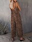 abordables monos casuales-Mujer Normal Mono Ropa de calle Leopardo Sin Mangas Escote en Pico Bolsillo Estampado Diario Festivos Ajuste regular Rosa Azul Real Marrón claro Verano