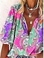 preiswerte Blumenblusen-Damen Bluse Knöpfe Druck Grafik Paisley-Muster Farbblock Bohemien Täglich Lässig Dreiviertelarm Hoher Ausschnitt Normale Oberteile Gelb Purpur Orange Sommer Frühling