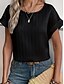 billige Plain tee-Dame Bluse Helfarve Stilfuld Afslappet Kortærmet Rund hals Almindelige toppe Daglig Sort Hvid Sommer