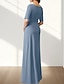 economico Semi-formale / Cocktail-Abito A-Line per la madre della sposa Abito formale per ospiti di matrimonio Elegante collo giro lunghezza a terra in chiffon tessuto elasticizzato maniche a metà con applicazioni arricciate