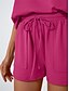 billige Kortsett for kvinner-Dame 2-delt mote streetwear daglig shorts sett kort erme rund hals ensfarget snøring casual daglig svart fuchsia khaki sommer vanlig passform