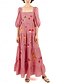 abordables Robes fleuries-Femmes Robe maxi Robe trapèze Occasionnel Extérieur Sortir Coupe régulière Fleuri Plaid Manche Courte Col carré Blanche Jaune Rouge Bleu Roi Été