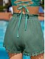 baratos Shorts jeans-Mulheres chinês Calção Roupa de rua Estilo Étnico Básico Curto Cintura Alta Tecido Bolsos Cintura elástica Confortável Macio Micro-Elástica Ao ar livre Férias Rua Preto Branco Rosa Azul Verão Normal