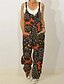 billige uformelle jumpsuits-Dame Normal Kjeledresser Gatemote Blomstret Ermeløs V-hals Lomme Trykt mønster Gate Daglig Normal Svart Hvit Gul Sommer