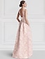 levne Koktejlové šaty-Jacquard A-line koktejlové šaty Elegantní šaty Formální svatební Asymetrické bez rukávů Kulatý výstřih nylon s květinovým potiskem Kapsa šaty pro svatební hosty