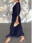 voordelige Eenvoudige jurk-Dames Maxi Jurk A-lijn Jurk Effen Kleur Zomer Jurk Rimpel Jurk Casual Dagelijks Reguliere Pasvorm Grafisch Halve Mouw V-hals Roze Marineblauw Blauw Fuchsia Zomer