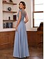 preiswerte Bodenlänge-A-Linie Brautmutterkleid elegant luxuriös Bootsausschnitt bodenlang Chiffon Spitze Kurzarm mit geschichteten Rüschen