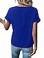 tanie gładka koszulka-Koszulka damska T-shirt jednolity kolor gładka modna nowoczesna casual krótki rękaw okrągły dekolt regularne bluzki codzienne weekendowe zamek guziki czarny wino niebieski fioletowy lato