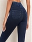 baratos Leggings lisas-Mulheres Jegging Férias Vintage Estilo Étnico Comprimento total Cintura Alta Corte alto Conforto Respirável Secagem Rápida Com Stretch Ao ar livre Ioga Rua Preto Azul Azul Escuro Verão Fino