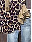 tanie Damskie topy sztuki i designu-Bluzka damska z dekoltem w serek graficzna w panterkę elegancka boho etniczna 3/4 długości rękawa regularne bluzki codziennie na wakacje nadruk brązowy khaki lato wiosna jesień