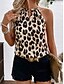 economico Top in tessuto a righe e geometrico-Per donna Canotta a canotta Geometrico Quotidiano Casual Senza Maniche Girocollo Top Regolari Quotidiano Stampato Nero Blu Reale Marrone Estate