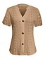 ieftine tricou simplu-Tricou pentru Femei Culoare Uniformă Simplă Basic Modern Casual Mâneci Scurte Gât în V Ținute Zilnice Weekend Butoni Ochii Alb Vin Fuchsia Khaki Vară