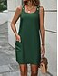 levne Denimové šaty-Dámské Mini šaty Úpletové šaty Slip Dress prázdniny Na běžné nošení Venkovní Dovolená Denní Běžný Bez vzoru Bez rukávů Do U Černá Vodní modrá Trávová zelená Léto
