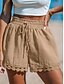 baratos Shorts jeans-Mulheres chinês Calção Roupa de rua Estilo Étnico Básico Curto Cintura Alta Tecido Bolsos Cintura elástica Confortável Macio Micro-Elástica Ao ar livre Férias Rua Preto Branco Rosa Azul Verão Normal