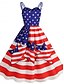 billige Uavhengighetsdagkjole-Kvinnenes patriotiske mini kjole A-line kjole glidende kjole av skulderen kjole avslappet utendørs ute vanlige passform amerikansk flagg ermeløs spaghetti stropp