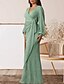 voordelige Semi-formeel / Cocktail-A-Lijn Moeder van de Bruid Jurk Bruiloft Gast Elegante Zoete V Hals Vloer Lengte Chiffon Lange Mouw met Ruffles Ruching