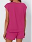 billige Kortsett for kvinner-Dame 2-delt mote streetwear daglig shorts sett kort erme rund hals ensfarget snøring casual daglig svart fuchsia khaki sommer vanlig passform