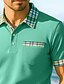 billige Herre klassisk polo-Herre Golftrøje Ferierejse Forretning Klassisk Kortærmet Mode Basale Helfarve Ternet Knapper Lomme Sommer Forår Forår &amp; Vinter Regulær Blå Grøn Lysegrå Turkis Golftrøje