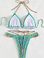 preiswerte Bikini-Sets-Damen Badeanzug Bikini Zweiteilig Bademode Rückenfrei Tropisch Strandbekleidung Blume Neckholder Ärmellos Badeanzüge