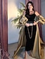 billiga Ballgowns för kvällsbruk-Sheath  kolumn kvällsklänning Elegant klänning formell bröllop golvlängd lång ärm fyrkantig halsringning ficka satin med sjal