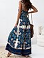 preiswerte lässige Overalls-Damen Normal Overall Streetwear Blumen Ärmellos V Ausschnitt Druck Straße Täglich Normale Passform Marineblau Königsblau Blau Sommer