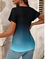 お買い得  アート＆デザインTシャツ-女性用 Tシャツ グラフィック 勾配 ヴィンテージ スタイリッシュ クラシック 半袖 Ｖネック レギュラートップス 日常 プリント ブラック ルビーレッド ブルー 夏 春