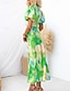 abordables Robes Floraux Imprimés-Femmes Robe Midi Robe Fleurie Robe bohème Robe Imprimée Mode Moderne Vacances Fête Sortir Coupe régulière Fleur Manche Courte Col en V Bleu Vert Été