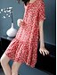 cheap Floral Dress-Women's Mini Dress Summer Dress Casual Daily Regular Fit Floral Short Sleeve V Neck Black Red Summer