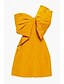preiswerte Abiballkleid-Senfgelb Moire Kleid Gelb Hochmode Ballkleid A-Linie Heimkehrkleider Jacquard Elegantes Kleid Formelles Semi-Formelles Hochzeit Kurz  Mini-Ärmellos Ein-Schulter mit Schleife(n) Hochzeitsgastkleid