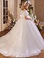 baratos Vestidos para Menina das Flores de Casamento-Vestido de Menina das Flores para Quinceanera Comprido de Tulle com Estilo Real e Corte Príncipe para Meninas de 3 a 16 Anos