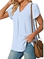 お買い得  プレーンTシャツ-女性用 ブラウス 純色 ベーシック カジュアル 半袖 Ｖネック レギュラートップス 日常 ブルー ブラック ホワイト ルビーレッド ネイビーブルー 夏