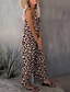 abordables monos casuales-Mujer Normal Mono Ropa de calle Leopardo Sin Mangas Escote en Pico Bolsillo Estampado Diario Festivos Ajuste regular Rosa Azul Real Marrón claro Verano