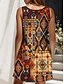 billiga Boho klänningar-Dam Mini klänning Solklänning A linjeklänning Sommarklänning Off Shoulder Klänning Ledigt Helgdag Strand Normal Grafisk Stam Ärmlös V-hals Gul Rubinrött Blå Purpur Sommar Vår