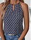 economico Top in tessuto a righe e geometrico-Per donna Canotta a canotta Geometrico Quotidiano Casual Senza Maniche Girocollo Top Regolari Quotidiano Stampato Nero Blu Reale Marrone Estate