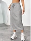 abordables Jupes unies-Jupe femme Couleur unie Mode Décontractée Maxi Jupe taille haute Uni Poche Élastique Street Daily Noir Gris Été Polyester