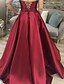 levne červená-Ball gown večerní róba elegantní šaty formální večerní párty podlahové délky bez rukávů bez ramene s kapsou bavlněné bez zad s záhyby