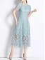economico Sotto 129,99 $-Abito Madre della sposa Abito elegante Collo tondo Lunghezza tè Pizzo Maniche corte con pizzo
