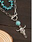 abordables Collier pour femme-Ensemble de colliers de perles turquoise superposées pour femmes - Bijoux bohèmes avec breloques cactus et gouttes, idéal pour les festivals, les concerts country et les tenues décontractées