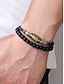 billige Mænds smykker-Sæt med flettet læderhalskæde til mænd – boho tribal stil med legering og træperler til fritidsbrug, festivaler og rejser
