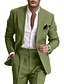 abordables Costumes décontractés-Pour des hommes Mariage Affaires Costumes en lin Revers en Pointe Rose Claire Bleu Ciel Mode Occasionnel Couleur Unie Coupe Standard 2 pièces Simple boutonnage un bouton