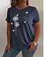 billiga T-shirts i plusstorlekar-Dam Extra stor storlek Blast T-shirt Blommig Randig Mönster Kortärmad Rund hals Ledigt Dagligen Polyester Sommar Vit Ljusgrön