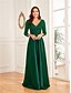 billige Semi-formel / Cocktail-A-Linje quinceanera kjoler elegant kjole formel bryllup gulvlængde langærmet V-hals satin med folder