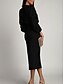 abordables Robe Simple-Femmes Robe Midi Robe moulante Robes semi-formelles Bureau Coupe régulière Uni manche longue Col en V Noir Vert Été