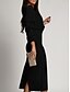 abordables Robe Simple-Femmes Robe Midi Robe moulante Robes semi-formelles Bureau Coupe régulière Uni manche longue Col en V Noir Vert Été