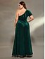 preiswerte Semi-formal / Cocktail-A-Linien Abendkleid Elegantes Kleid Formelle Hochzeit Bodenlänge Ärmellos Eine Schulter Samt mit Spalte